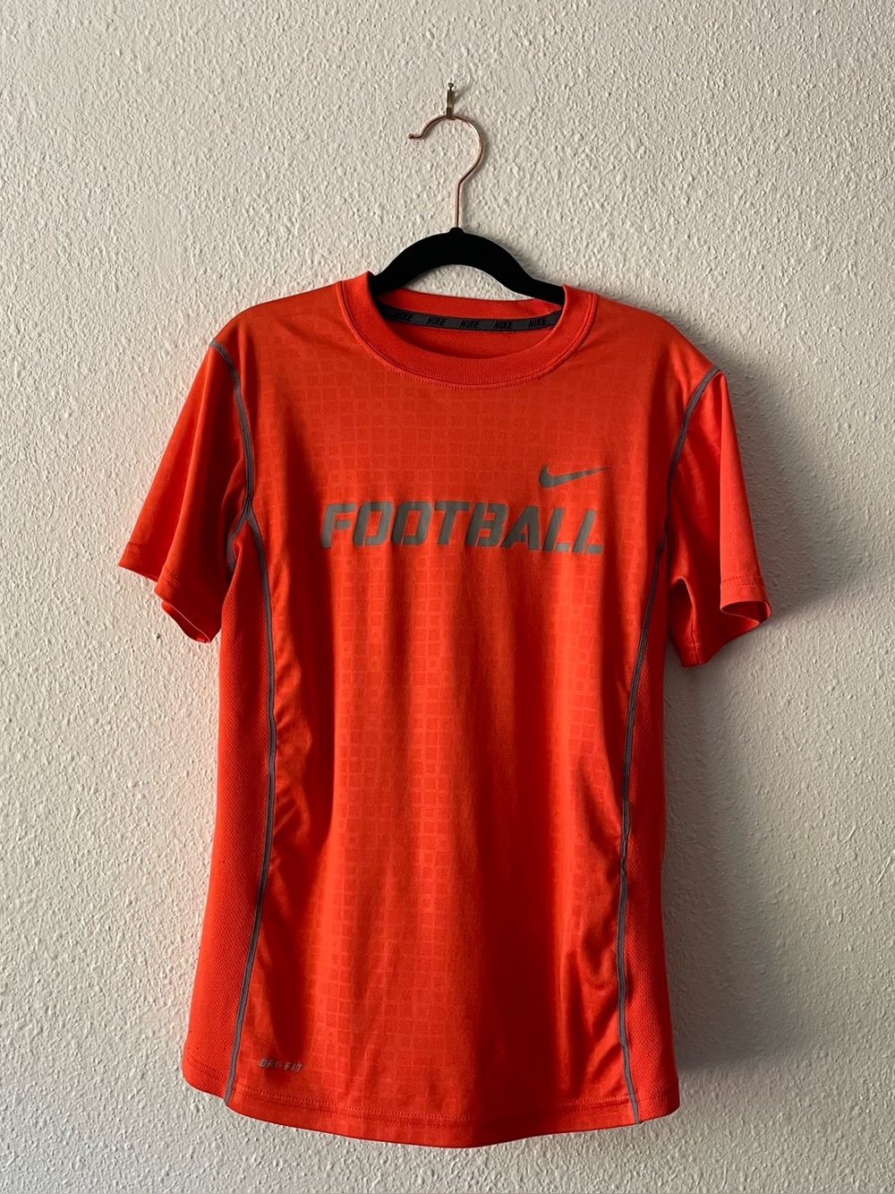 Nike Dri-FIT Football Shirt Youth M Orange Gray Boys Athletic Training Tee